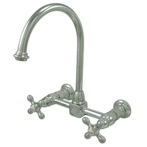 Restoration 2-Handle Wall-Mount Standard Kitchen Faucet in Polished Chrome