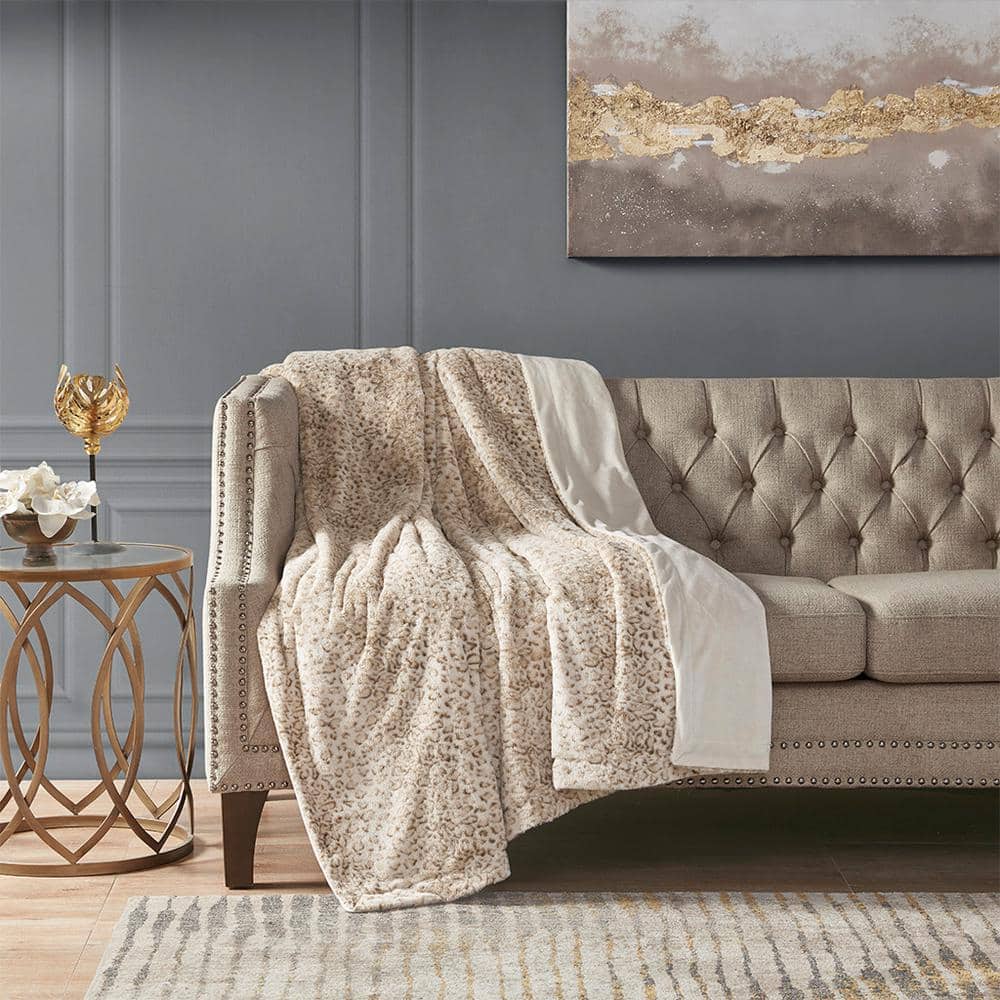 Luxurious Oversized Leopard Faux Fur 60x70" Reversible Throw