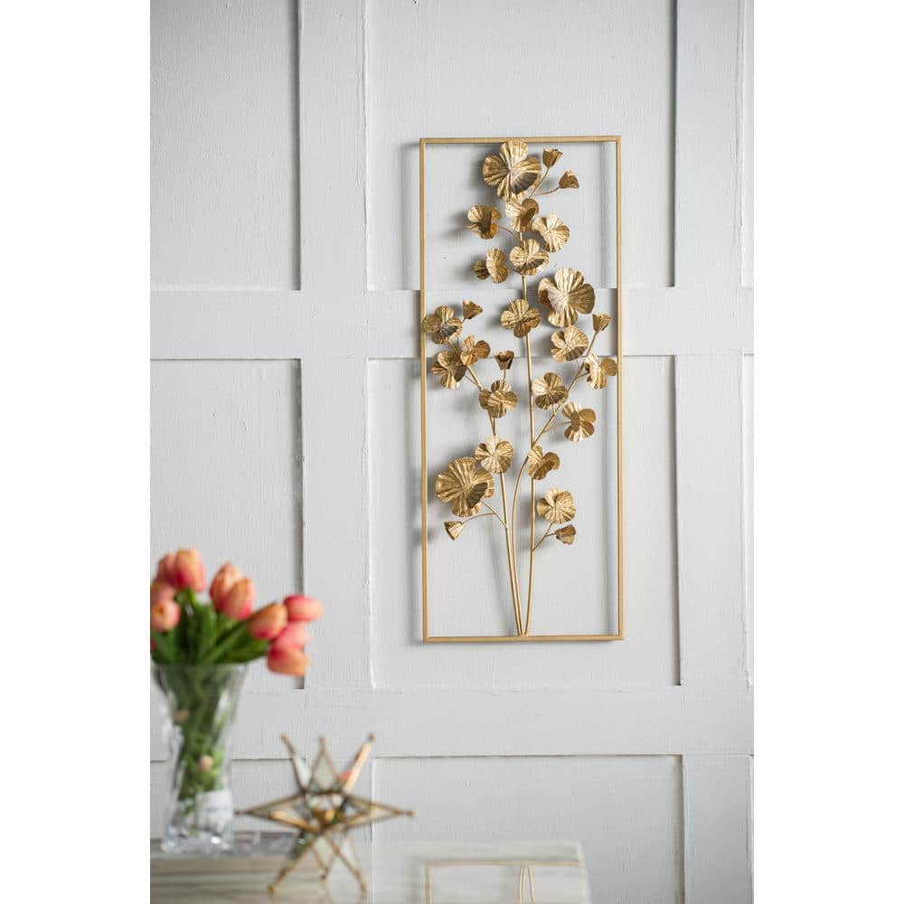 Gold Metal Tree Flower Wall Sculpture for Nursery