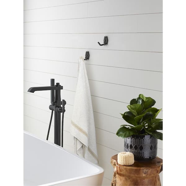 Benton 2-1/4 in. L Matte Black Double Prong Wall Hook