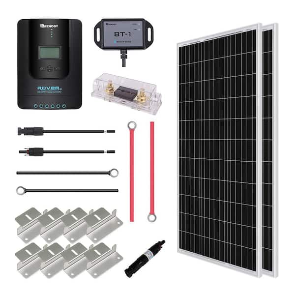 Renogy 200-Watt 12-Volt Off-Grid Solar Premium Kit w/ 2-Piece 100W Monocrystalline Panel and 20A MPPT Rover Charge Controller