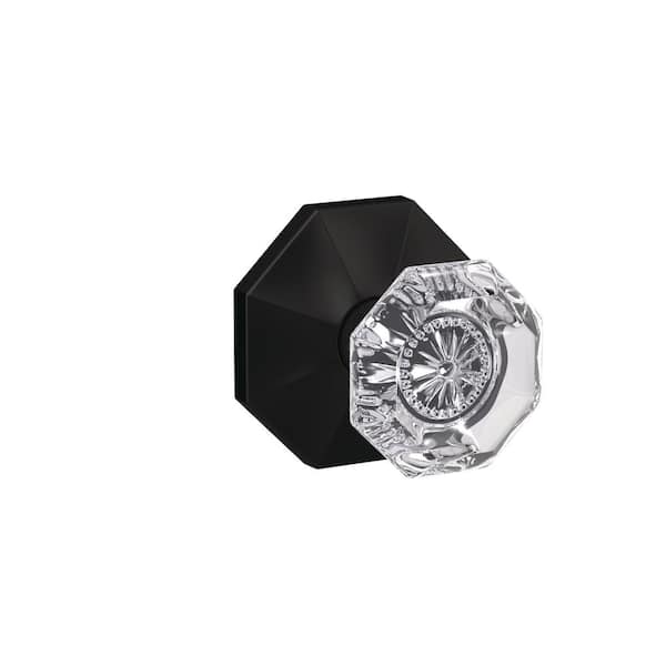 Schlage Custom Alexandria Matte Black Dummy Glass Door Knob with Rosewood Trim (2-Pack)