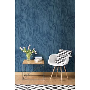 Bentham Blue Plywood Paper Strippable Roll Wallpaper (Covers 56.4 sq. ft.)