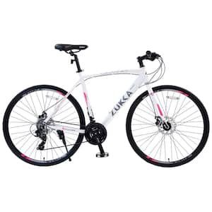 24 Speed Outdoor Hybrid Bike Disc Brake 700C Road Bike for Adult Road Bicycle White