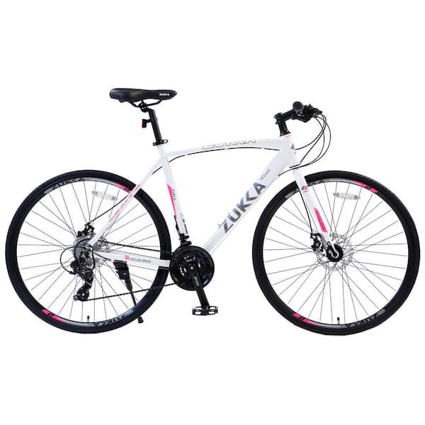 Unbranded 24 Speed Outdoor Hybrid Bike Disc Brake 700C Road Bike for Adult Road Bicycle White