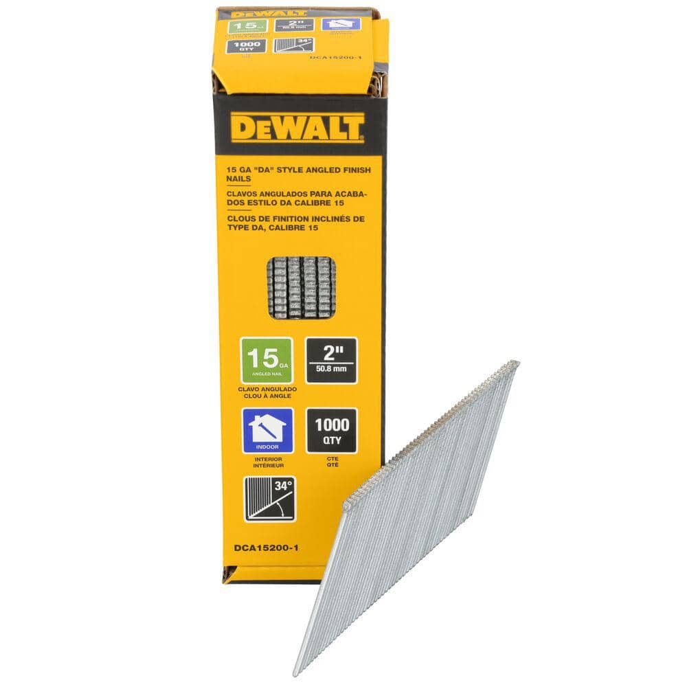 2 in. x 15-Gauge 34-Degree DA Bright Finish Nails (1000-Pack) -  DEWALT, DCA15200-1