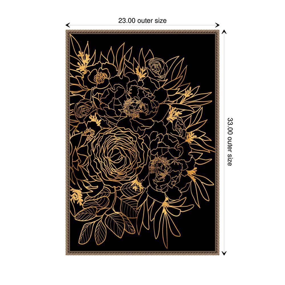 Gold and Black Beaded Framed Botanical Canvas Print
