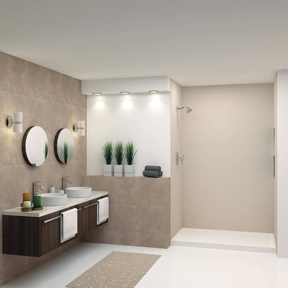 Expressions 36 in. x 60 in. x 96 in. 4-Piece Easy Up Adhesive Alcove Shower Wall Surround in Cameo price history on PriceWatchPro