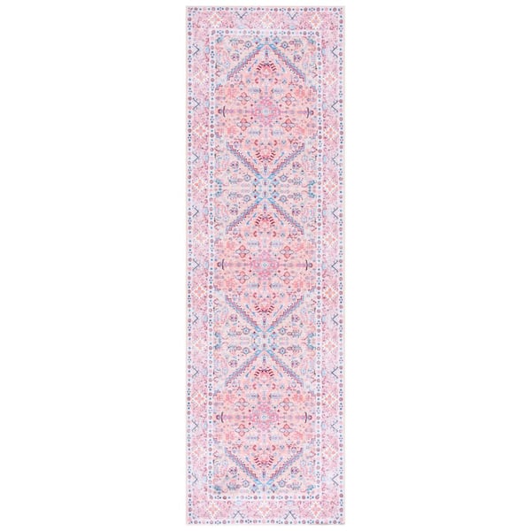 Arizona 3 x 9 Beige/Pink Medallion Washable Runner Rug