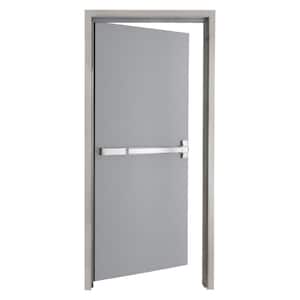 36 in. x 80 in. Fire-Rated Left Hand Galvanneal Finish Steel Commercial Door Slab with Panic Bar and Adjustable Frame