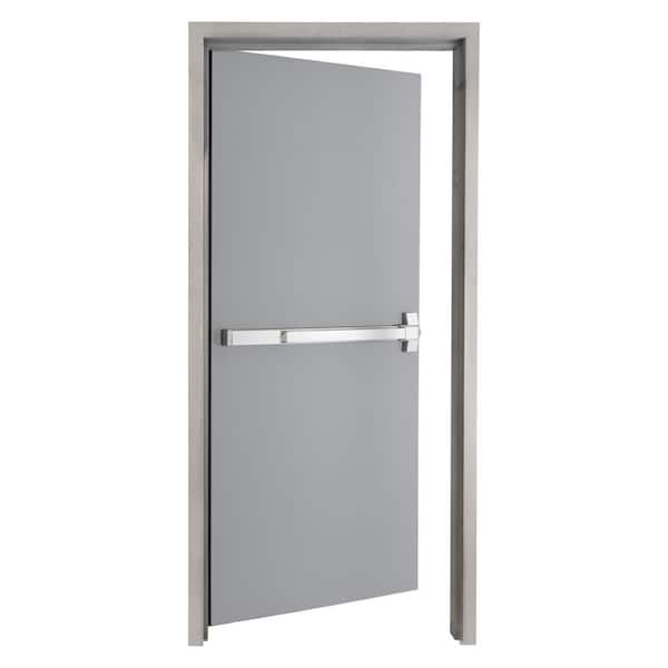 Armor Door 36 in. x 80 in. Fire-Rated Gray Left-Hand Flush Steel