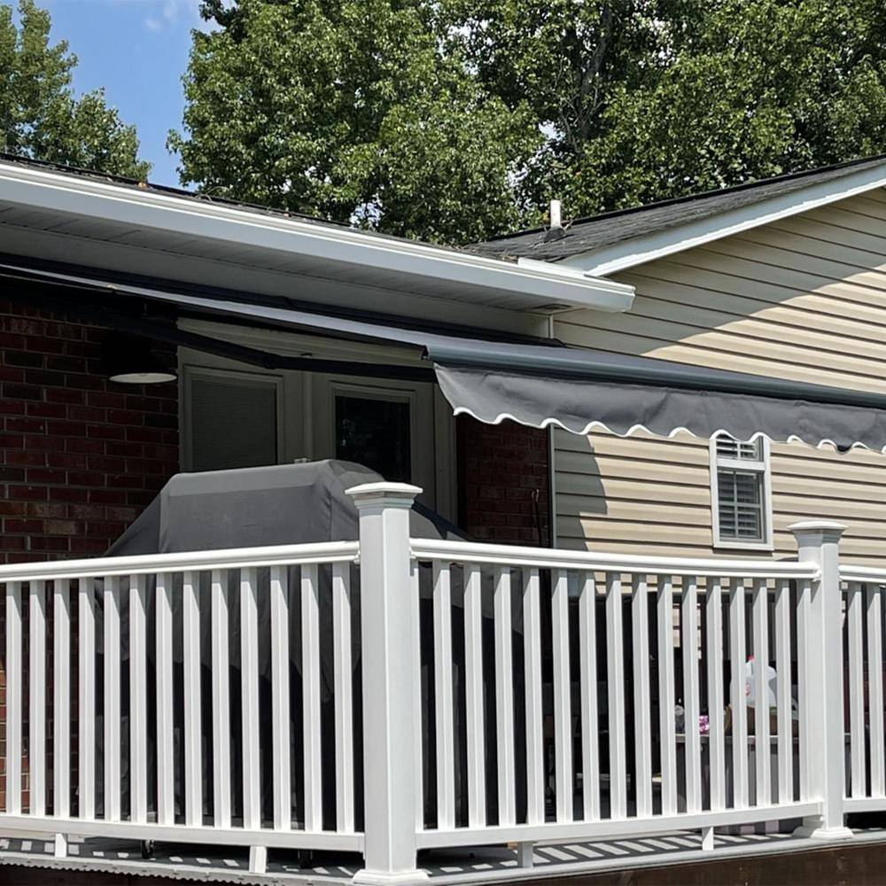 ALEKO 13' x 10' Retractable Gray Polyester Patio Awning with Black Frame