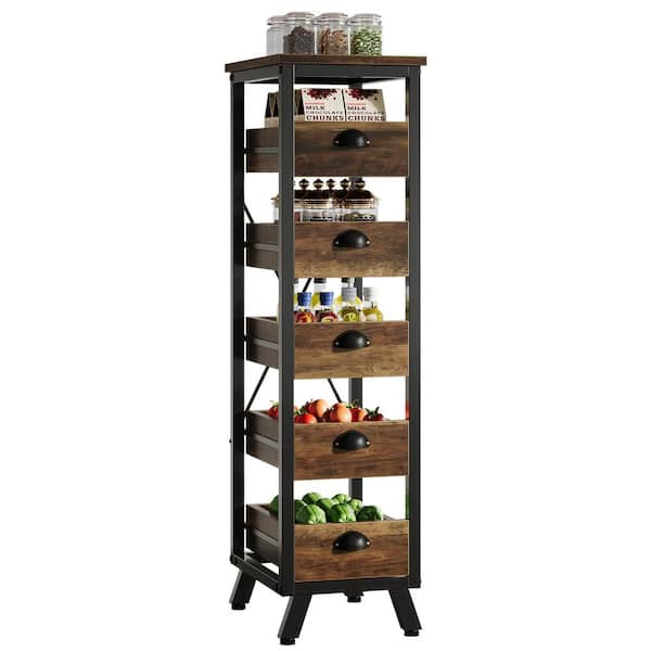 TRIBESIGNS WAY TO ORIGIN Bachel Brown 5 Shelf Wood 11.81 in. W Baker's Rack for Kitchen and Living Room