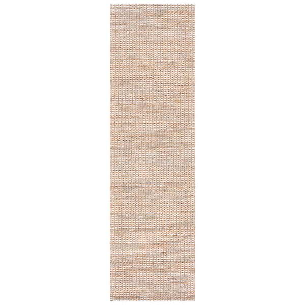 Natural Fiber 2 ft. x 8 ft. Natural/Ivory Distressed Solid Color Runner Rug