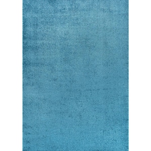 Haze Solid Low-Pile Turquoise 3 ft. x 5 ft. Area Rug