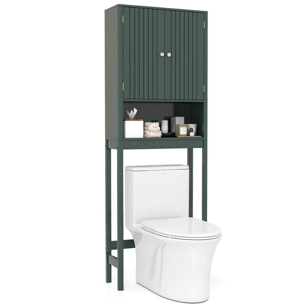 Over-the-Toilet Freestanding Cabinet Fluted Double Doors Magnetic Catch Anti-Toppling Bathroom Organizer price history on PriceWatchPro