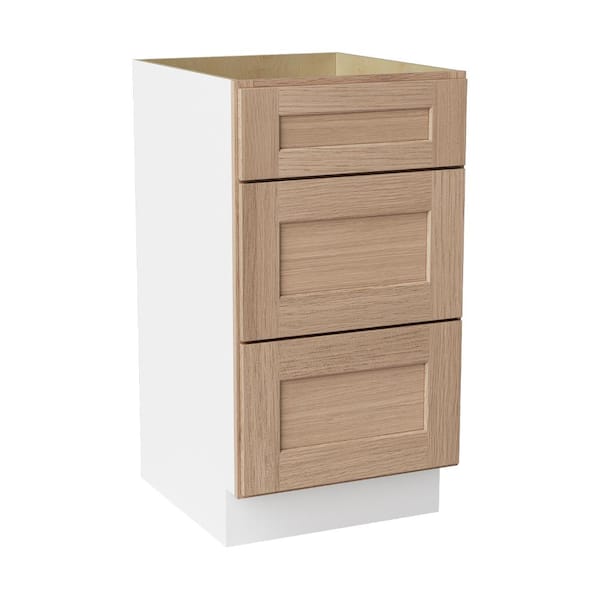 18 in. W x 21 in. D x 34.5 in. H Ready to Assemble Solid Wood Shaker Drawer Base Bath Cabinet in Oak