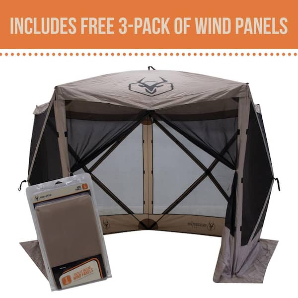 Gazelle G5 Portable Gazebo, Pop-Up Hub Screen Tent, 4-Person, Desert Sand, Includes 3pk Wind Panels