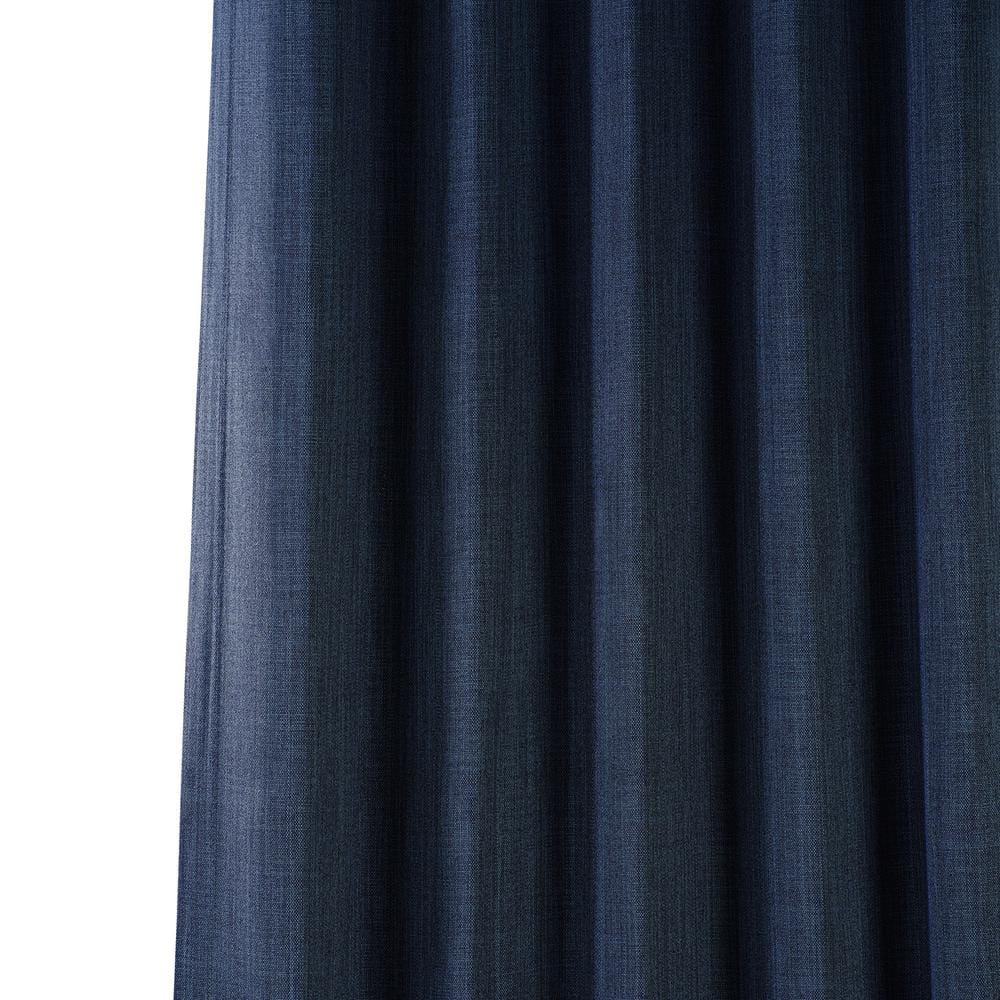 Indigo Faux Linen 108" Blackout Curtain Panel