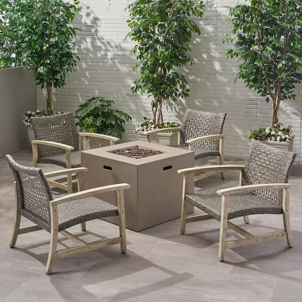 light wood patio set