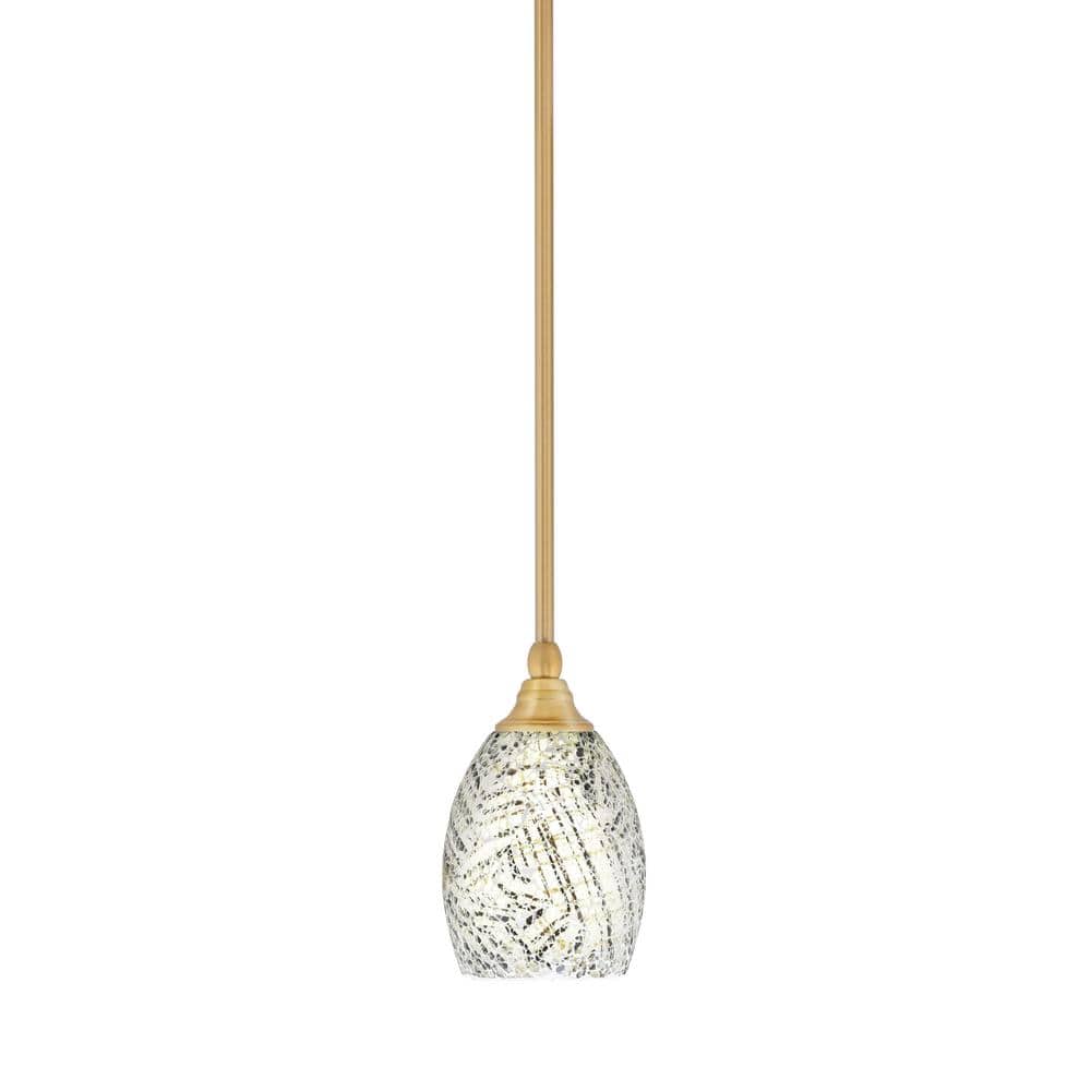 Sparta 100-Watt 1-Light New Age Brass Shaded Pendant Light Mini Pendant wit