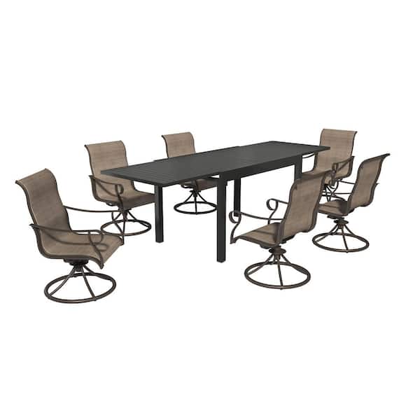 Mondawe 7-Piece Metal Patio Outdoor Dining Set with Extendable Table and Swivel Dining Chairs