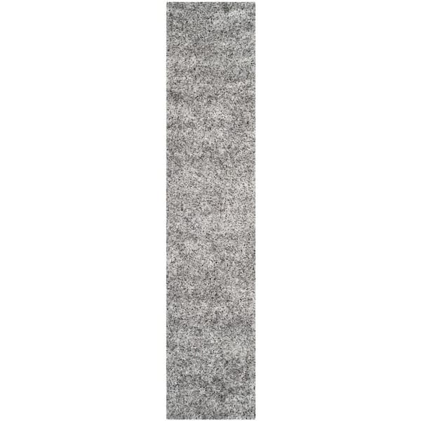 SAFAVIEH Malibu Shag Silver 2 ft. x 9 ft. Solid Runner Rug