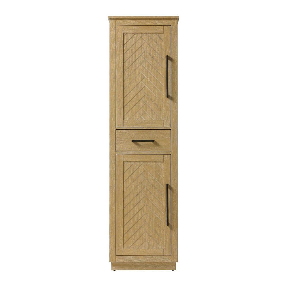 20 in. W x 18 in. D x 72 in. H Beige Freestanding Linen Cabinet in Linen Oak