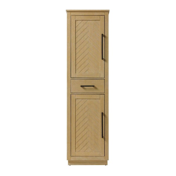 20 in. W x 18 in. D x 72 in. H Beige Freestanding Linen Cabinet in Linen Oak