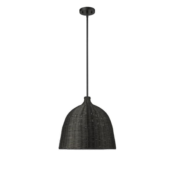 Elise 1-Light 16 in. Matte Black Pendant-Light