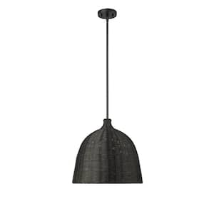 Elise 1-Light 16 in. Matte Black Pendant-Light