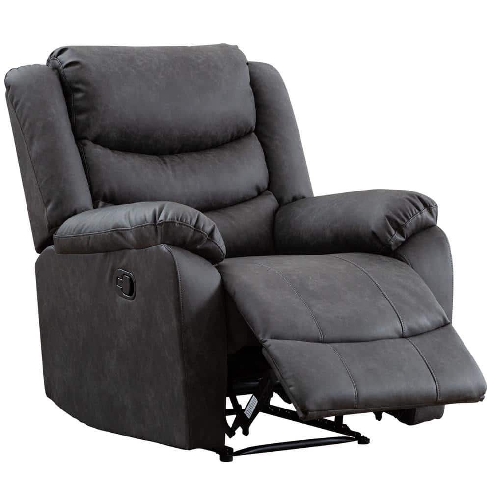 KINWELL Black Heavy Duty Upholstery Home Manual Overstuffed Recliner ...