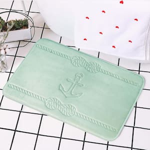 Cozy Cotton Candy Soft Sage Anchor 17 in. x 24 in. Non-Slip Memory Foam Super Absorbent Bath Rug
