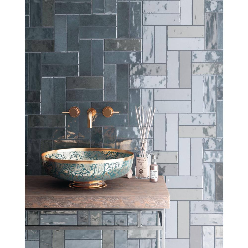 Azul Glossy Blue Porcelain Wall Tile 3 in. x 8 in.
