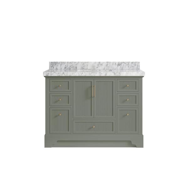 Willow Collections Alys 48 in. W x 22 in. D x 36 in. H Single Sink Bath Vanity in Evergreen with 2" Carrara Marble Top