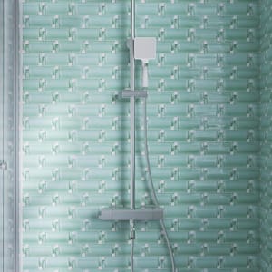 Bambo Mint Green 9.85 in. x 11.42 in. Brick Joint Glossy Glass Mosaic Tile (7.9 sq. ft./Case)