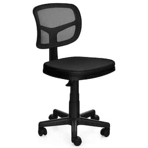 Adjustable Armless Black Mesh Seat Office Task Chair with 360° Casters