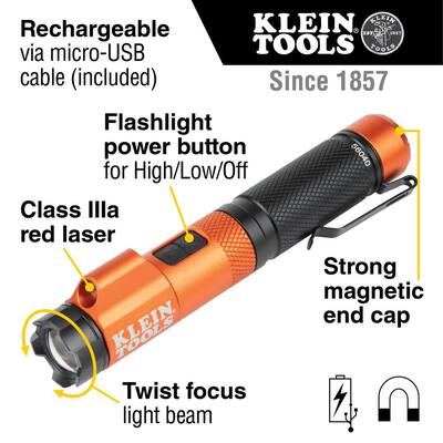 Rechargeable Focus Flashlight with Laser