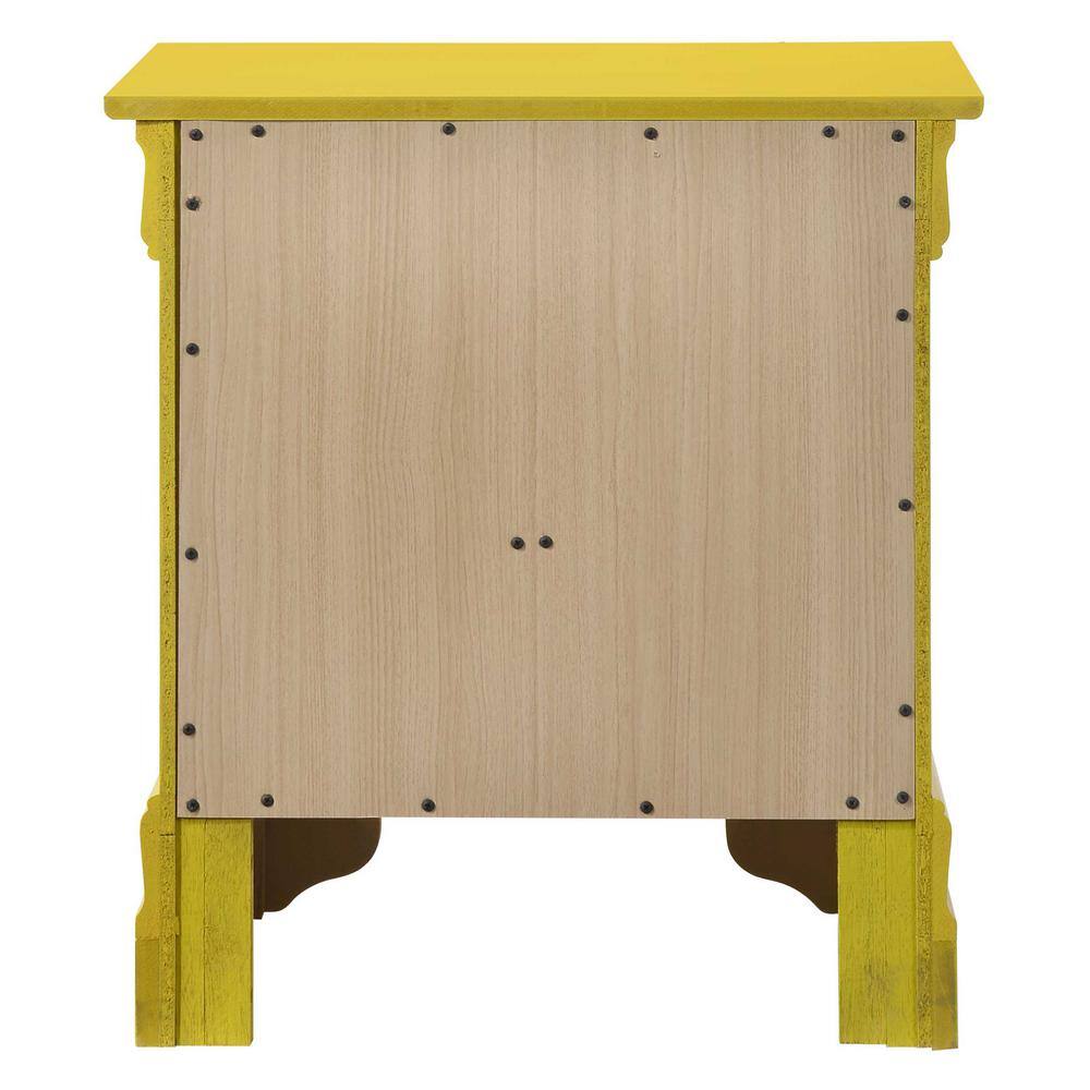 Louis Philippe Yellow 2-Drawer Solid and Manufactured Wood Nightstand