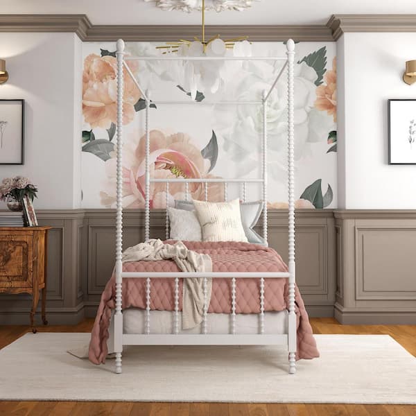 Dhp Emerson White Metal Canopy Twin, Twin Size Canopy Bed