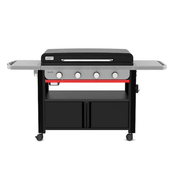 Slate Rust-Resistant Griddle 4-Burner Propane 36 in. Flat Top Grill in Black with Closed Cabinet