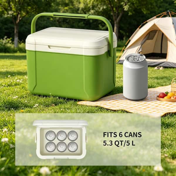 5.3 QT Hard Cooler, Insulated Ice Chest Box, Portable Ice