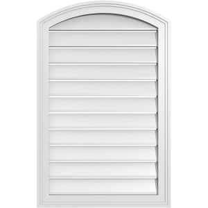 22 in. x 32 in. Arch Top Surface Mount PVC Gable Vent: Decorative with Brickmould Frame