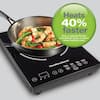 Hamilton Beach Single Induction Cooktop, 1800 watt, Heats 40% faster,  Versatile Pan Size (4-10), Black, 34104 