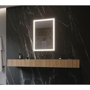 24 in. W x 36 in. H Rectangular Powdered Gray Framed Wall Mounted Bathroom Vanity Mirror Mirror 24 x 36 in. 3000K LED