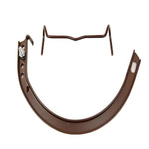 5 in. Royal Brown Half-Round Aluminum Hangers #10 Circle with Spring Clip, Nut and Bolt