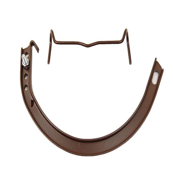 Amerimax Home Products 6 in. Royal Brown Half Round Aluminum Hanger #10 Circle with Spring Clip, Nut and Bolt