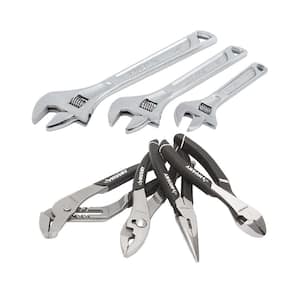 3-Piece, Double Speed Adjustable Wrench Set and 4-Piece Pliers Set