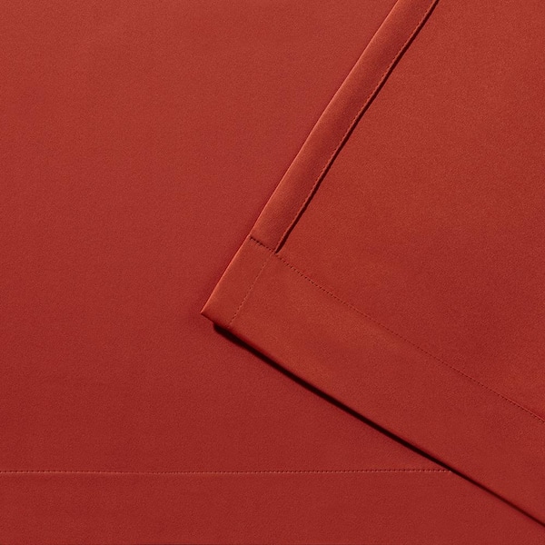 Sateen Mecca Orange Solid Woven Room Darkening Grommet Top Curtain, 52 in. W x 84 in. L (Set of 2)