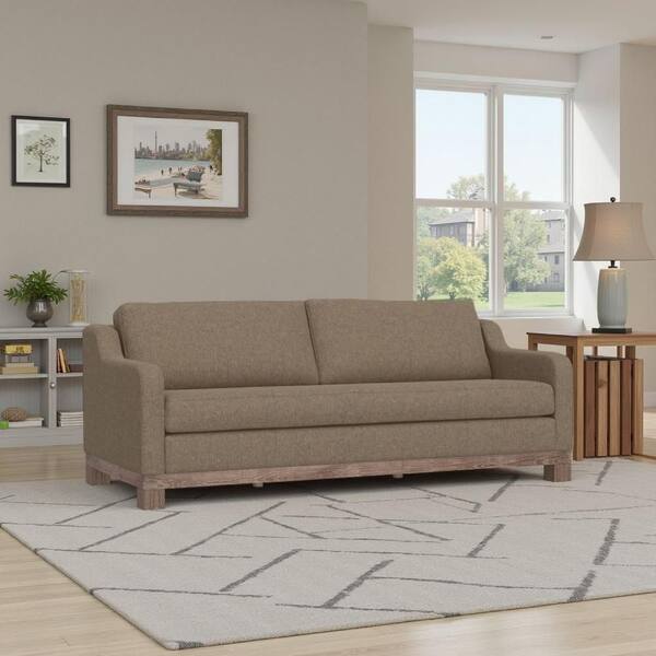 Benjara Sama 38.5 in. Straight Arm Polyester Rectangle Sofa in Brown